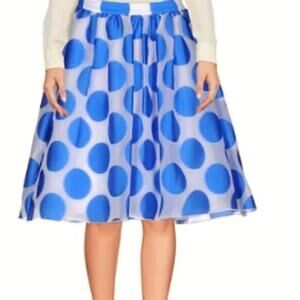 Alice + Olivia Blue Polka Dot Skater Skirt